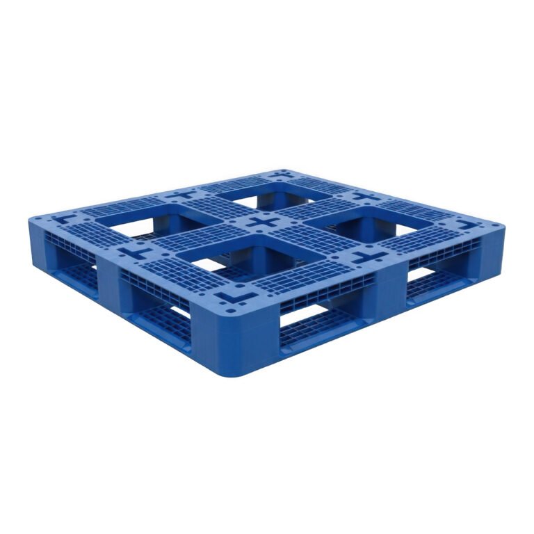 Blue plastic pallet for storage and shipping