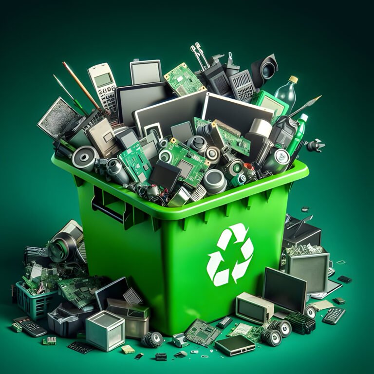 A recycle bin full of electronic wastes as a concept of e waste management